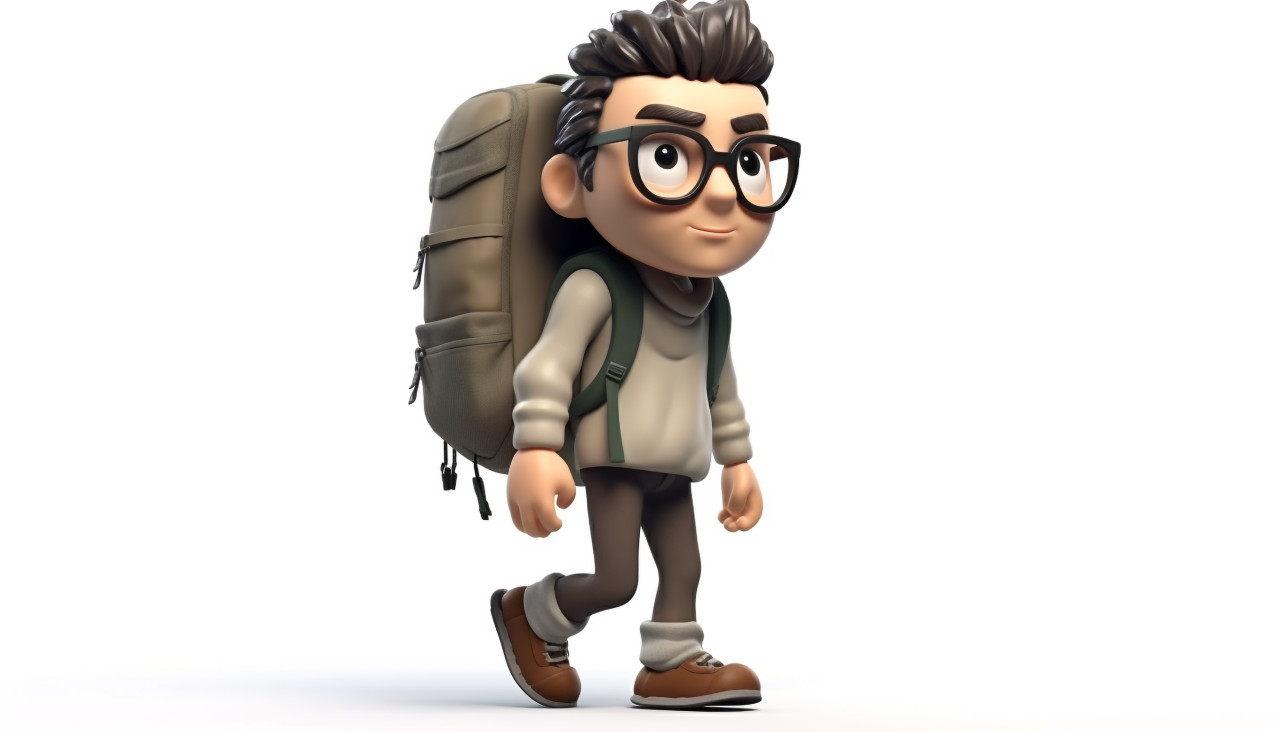 A photo of a character with glasses, back to school stock images ai, back to school ai prompts