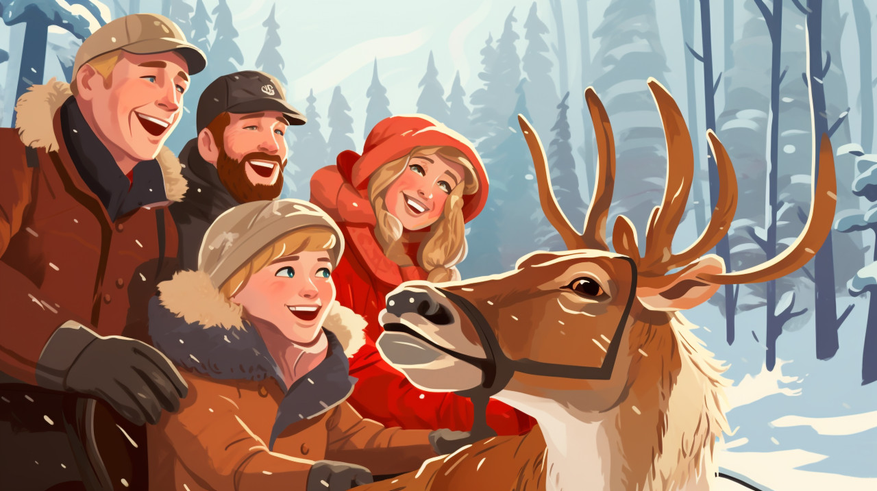 A family of four bundled up in warm coats and hats, christmas stock image ai, christmas stock photos ai