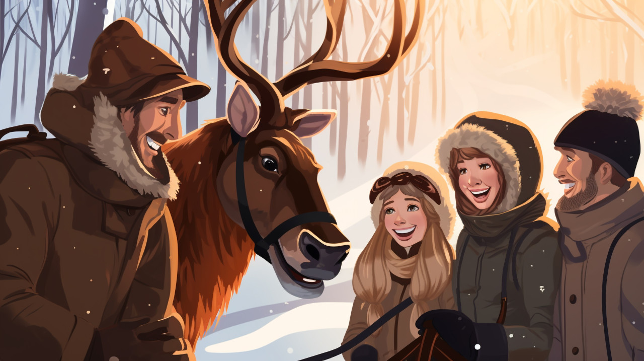 Family of four enjoys winter wonderland, christmas stock image ai, christmas stock photos ai