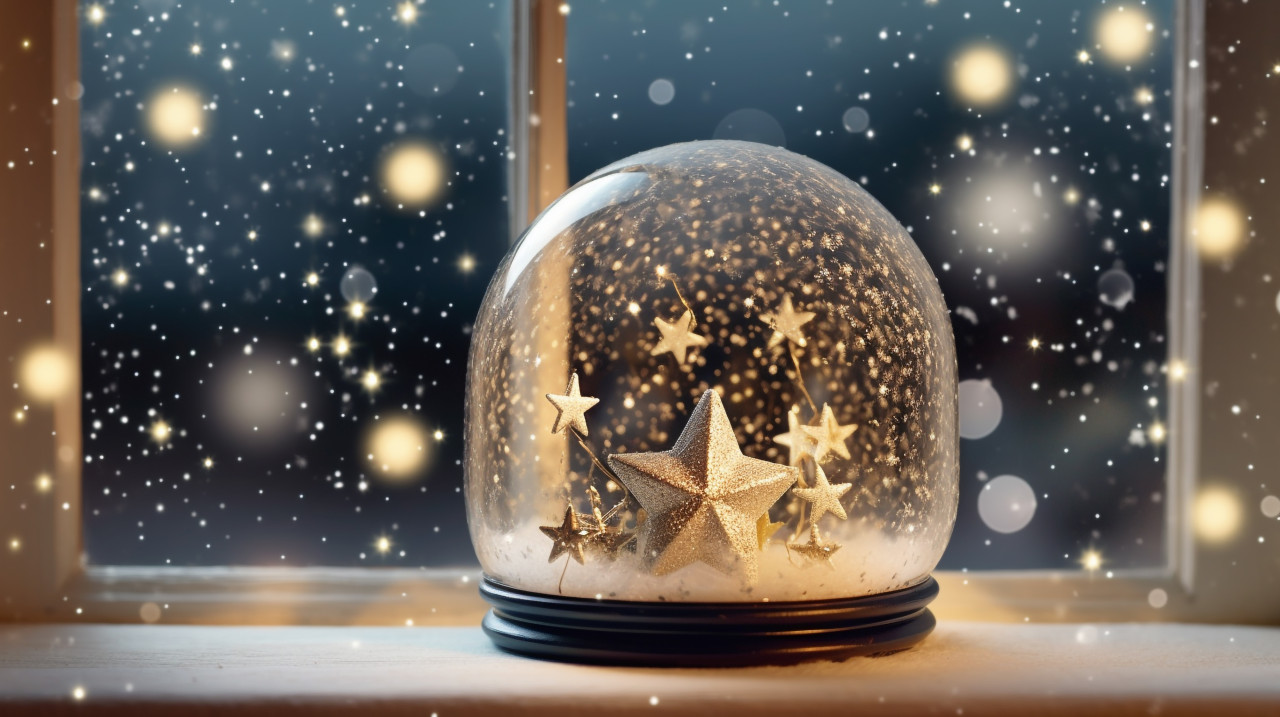 Dreamy snow globe scene, christmas stock image ai, christmas stock photos ai