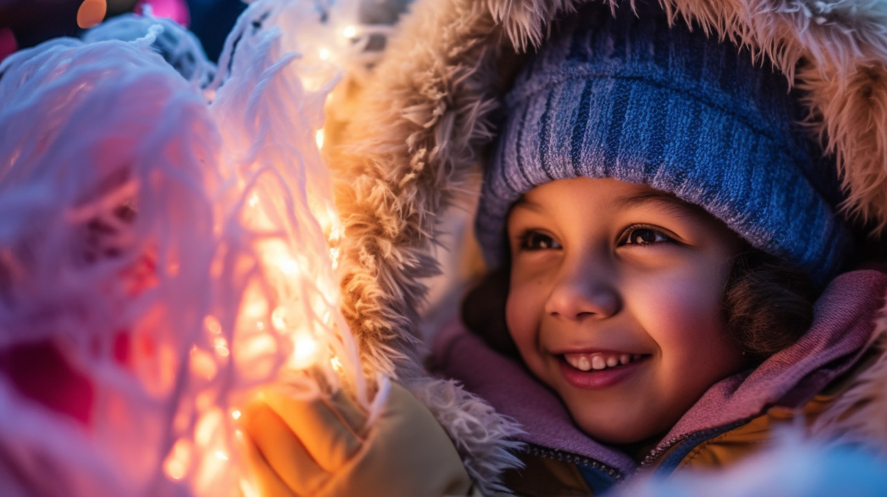 Child's dream of a winter wonderland, christmas stock image ai, christmas stock photos ai
