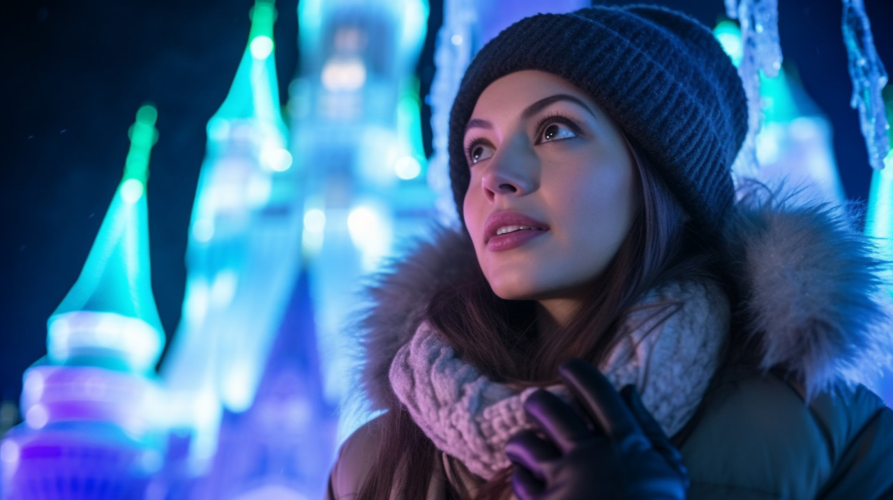 A close-up portrait of a woman who is holding a lantern, christmas stock image ai, christmas stock photos ai