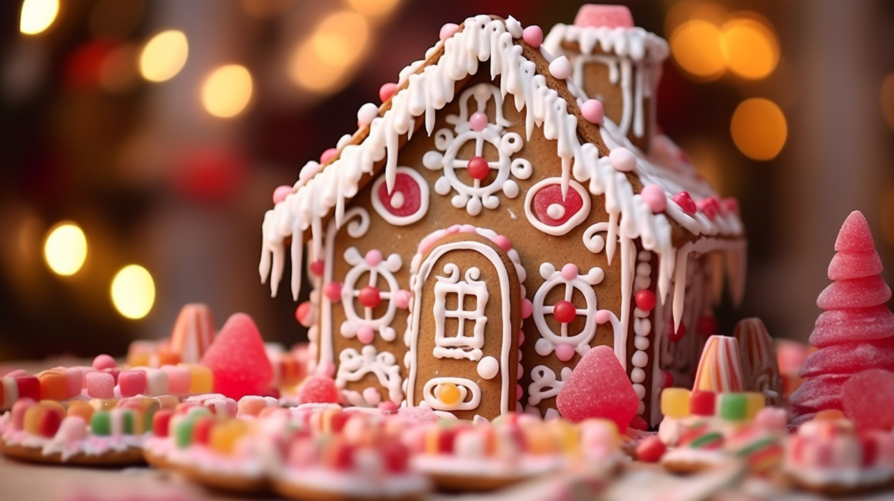 A gingerbread house's many layers, christmas stock image ai, christmas stock photos ai