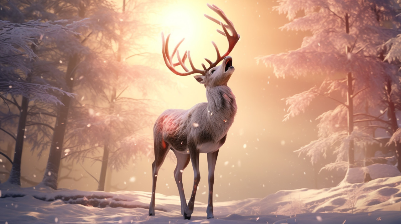 A close up of a deer singing christmas carols, christmas stock image ai, christmas stock photos ai