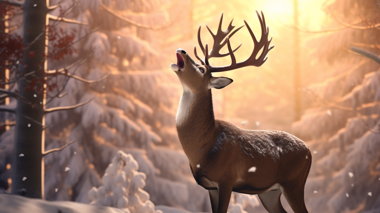 Deer drinking from a stream, christmas stock image ai, christmas stock photos ai