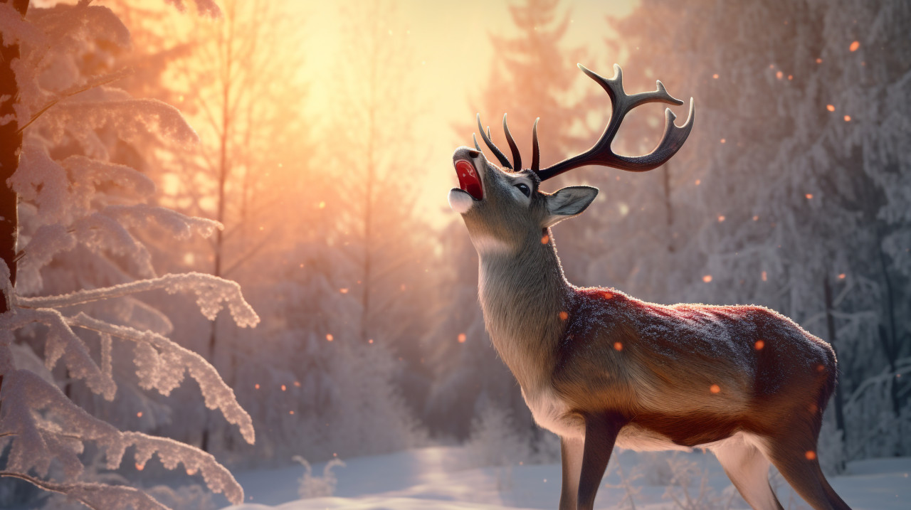 Deer antlers in autumn, christmas stock image ai, christmas stock photos ai