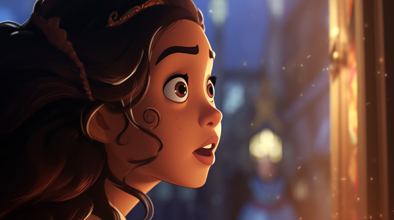 Close up of clara's face as she enjoys the nutcracker, christmas stock image ai, christmas stock photos ai