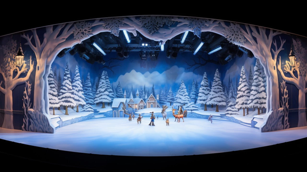 A panoramic view of the nutcracker ballet stage, christmas stock image ai, christmas stock photos ai