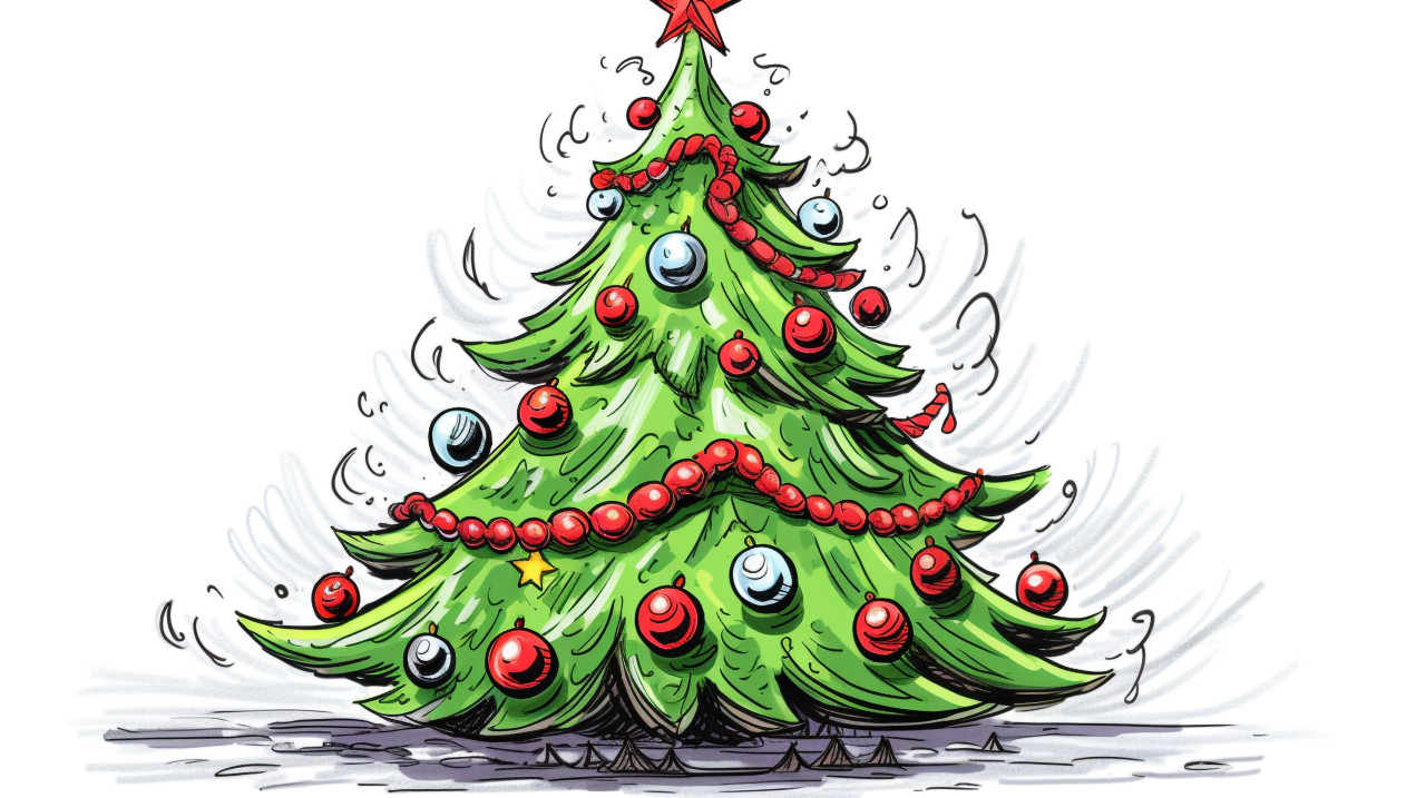 Christmas tree drawing for desktop background, christmas stock image ai, christmas stock photos ai