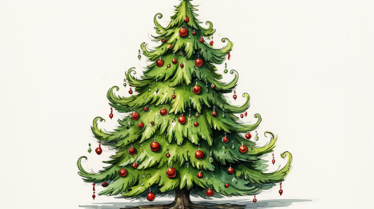 A drawing of a christmas tree, christmas stock image ai, christmas stock photos ai