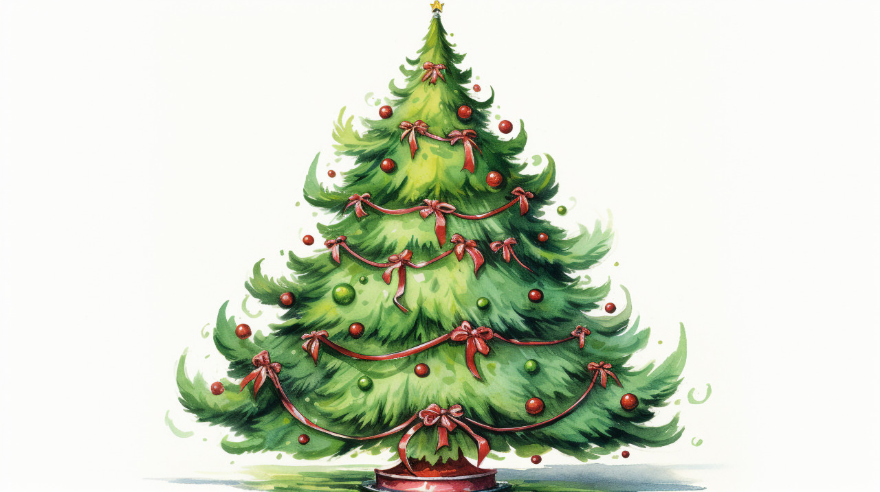 Joyful christmas tree drawing, christmas stock image ai, christmas stock photos ai
