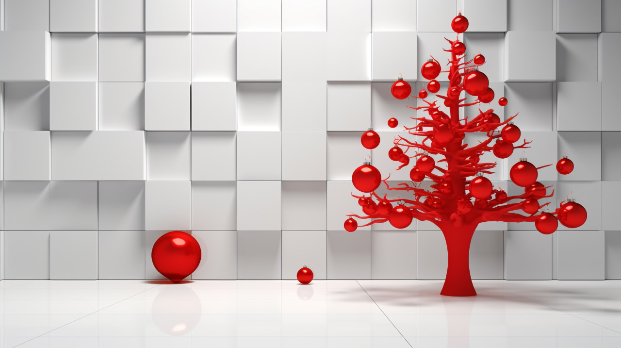 A snowy christmas tree with presents, christmas stock image ai, christmas stock photos ai