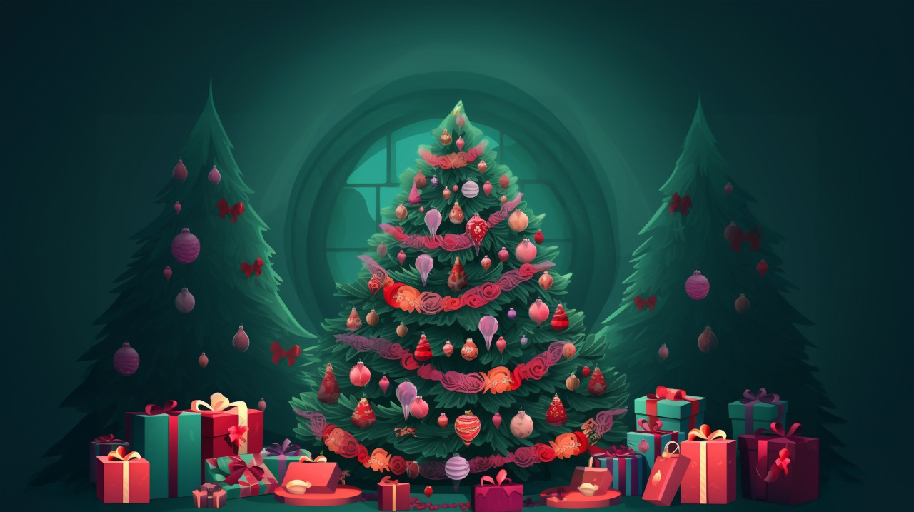 Peaceful christmas landscape, christmas stock image ai, christmas stock photos ai