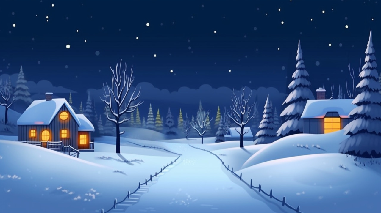 Snowy winter night in the woods, christmas stock image ai, christmas stock photos ai