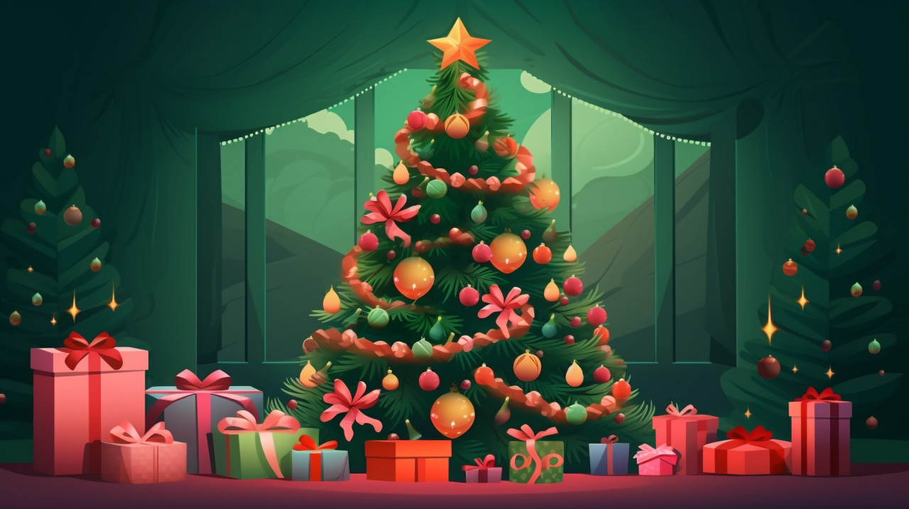 Winter wonderland at night, christmas stock image ai, christmas stock photos ai