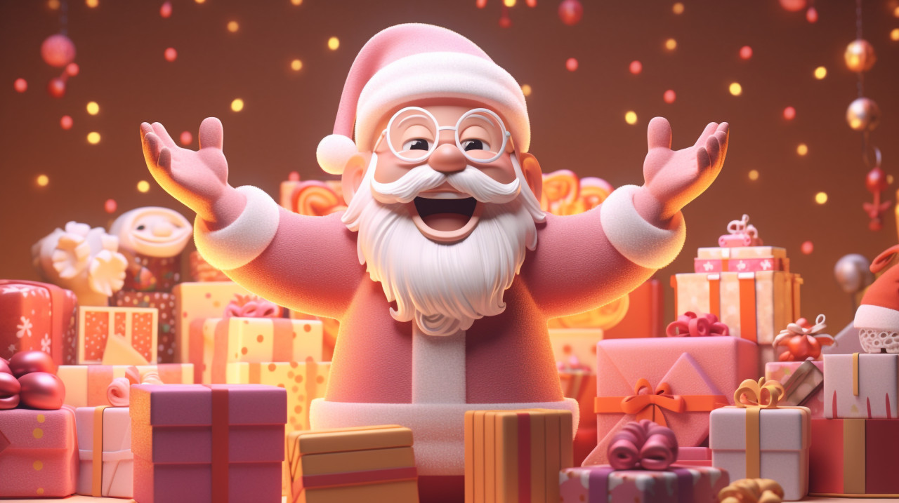 3d model of santa claus in a winter wonderland, christmas stock image ai, christmas stock photos ai