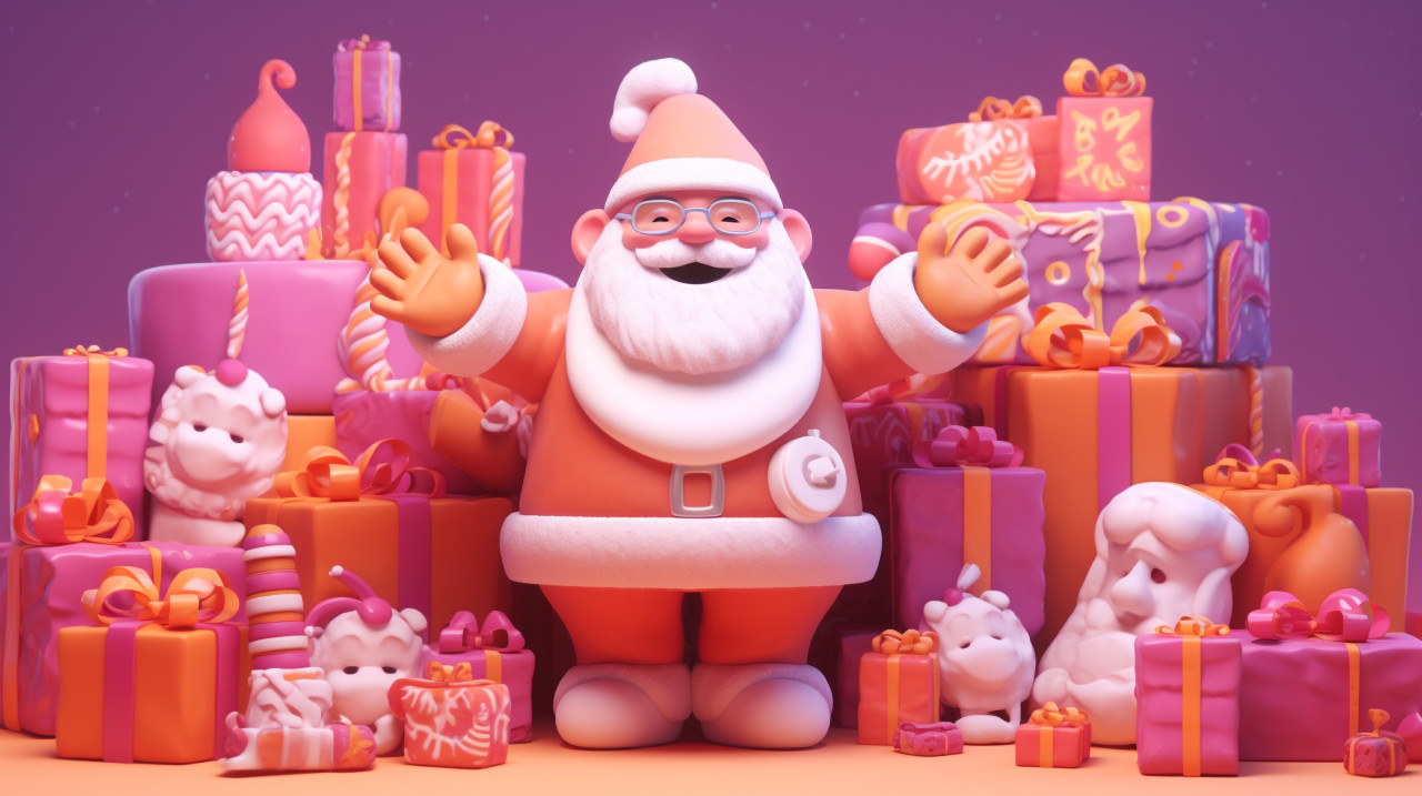3d model of santa claus smiling for the camera, christmas stock image ai, christmas stock photos ai