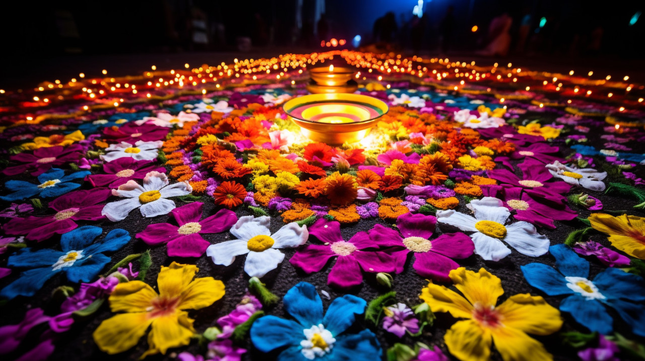 A photo of a rangoli, diwali festival stock image, diwali festival ai prompt