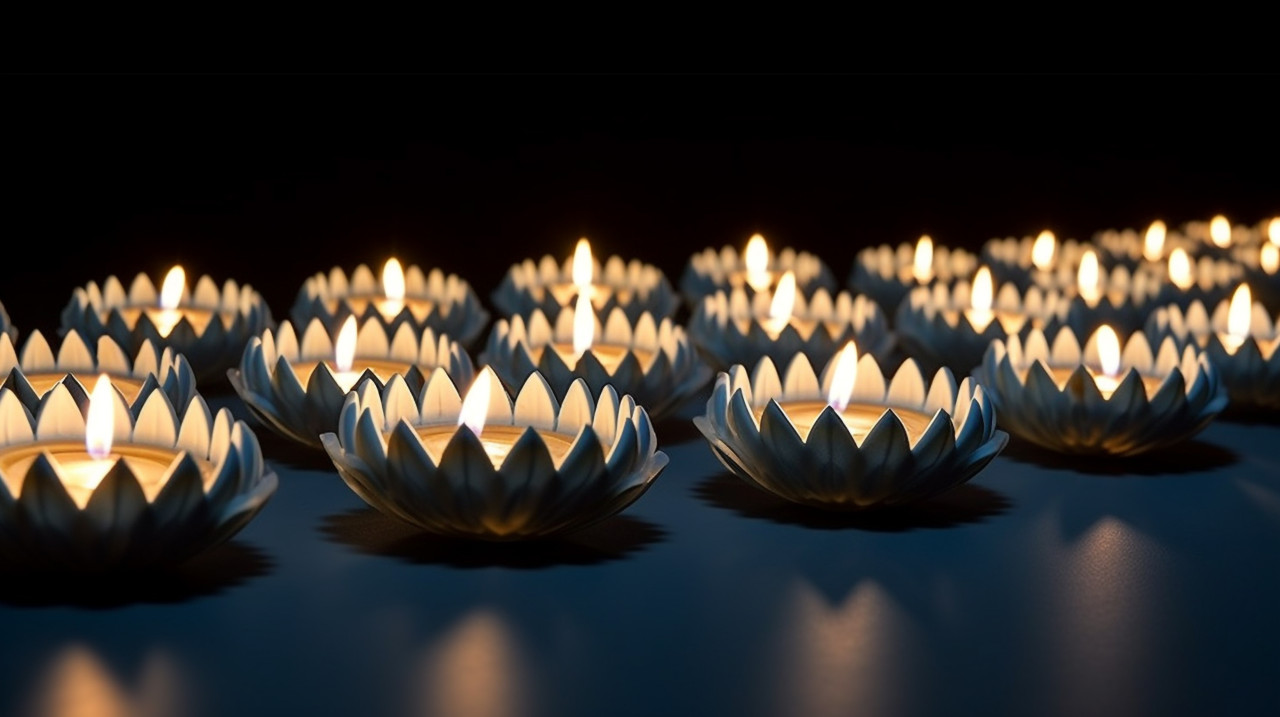 A glowing cluster of diyas, diwali festival stock image, diwali festival ai prompt