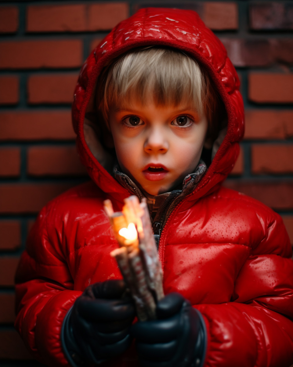 A portrait of a young child holding a firecracker, diwali festival stock image, diwali festival ai prompt