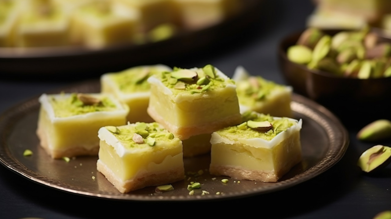 A close-up of a mouthwatering barfi, diwali festival stock image, diwali festival ai prompt