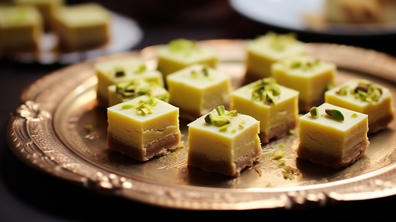 Scrumptious barfi in high definition, diwali festival stock image, diwali festival ai prompt