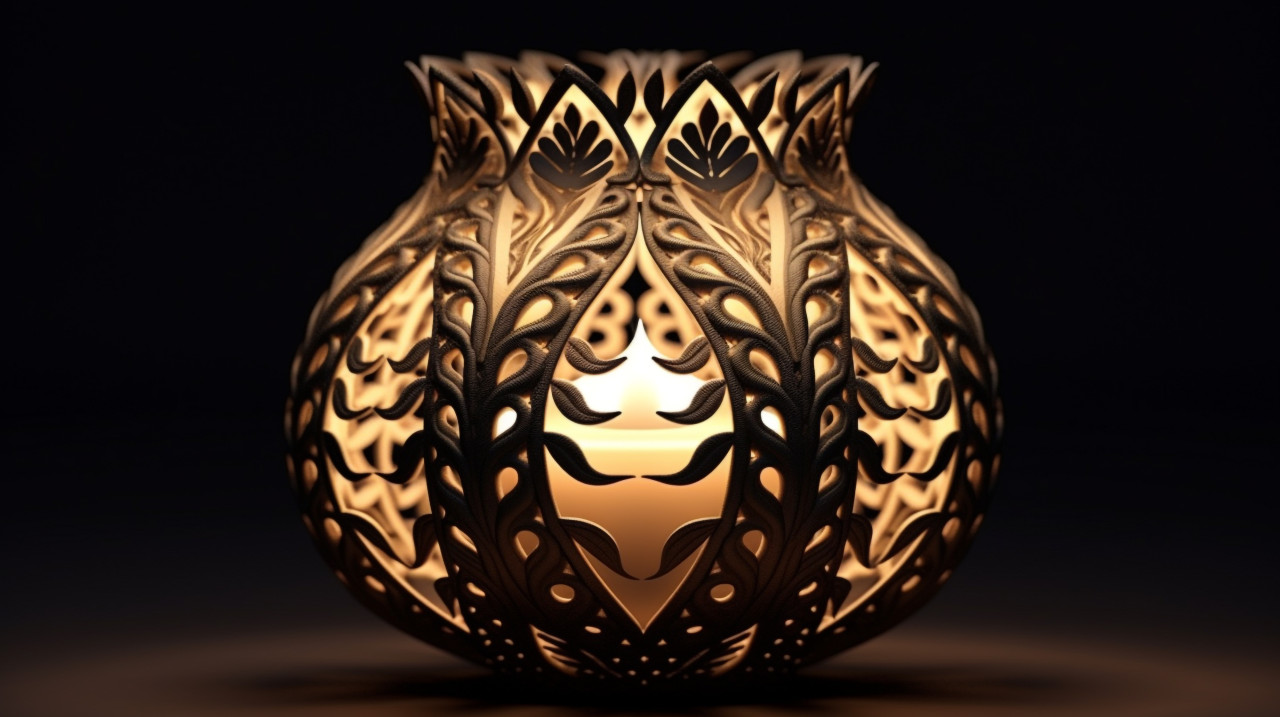 Diwali lamp pattern with candle on black background, diwali festival stock image, diwali festival ai prompt