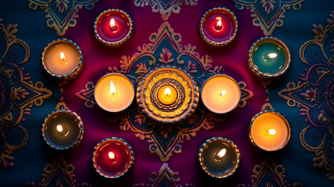 Diwali celebration with lights and candles, diwali festival stock image, diwali festival ai prompt
