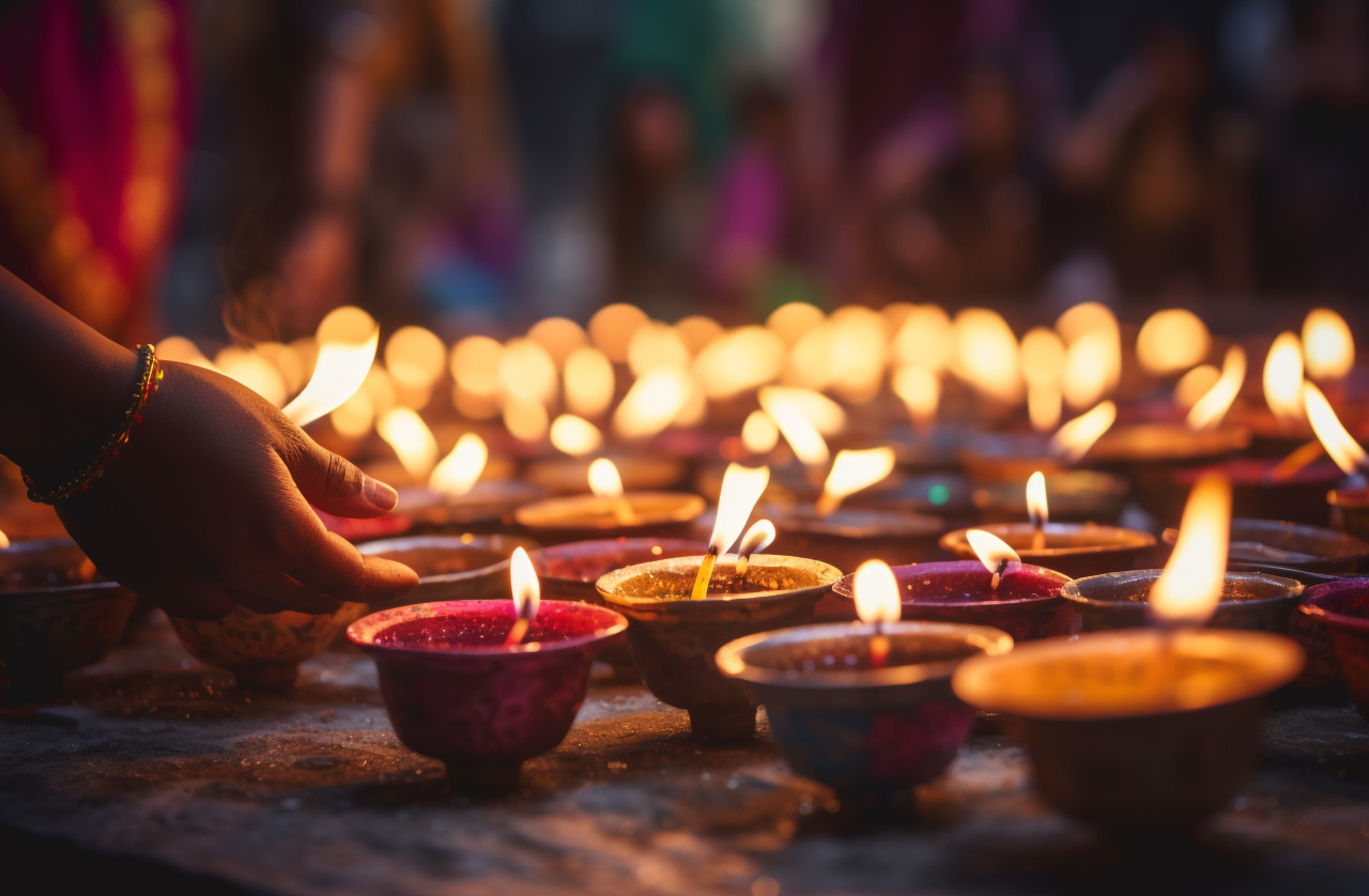Candles bring hope to a darkened world, diwali festival stock image, diwali festival ai prompt