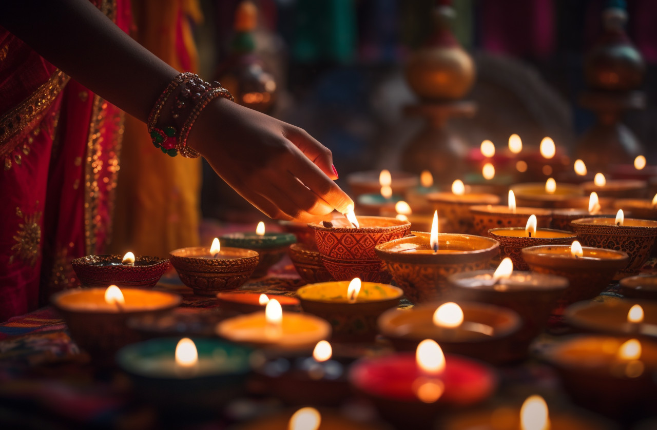 A candlelight vigil remembers the fallen, diwali festival stock image, diwali festival ai prompt