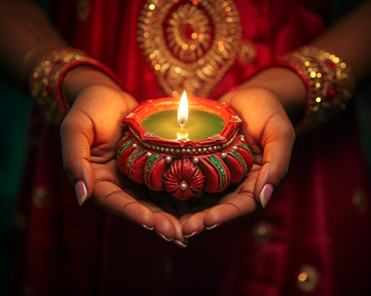 Indian hands with candles in diya festival, diwali festival stock image, diwali festival ai prompt