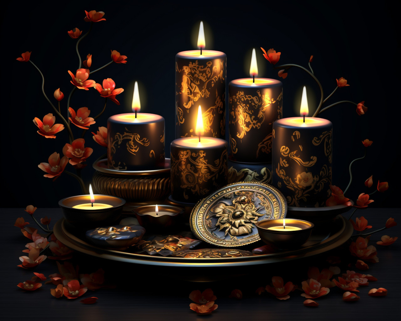 Diwali lights candle decor, diwali festival stock image, diwali festival ai prompt