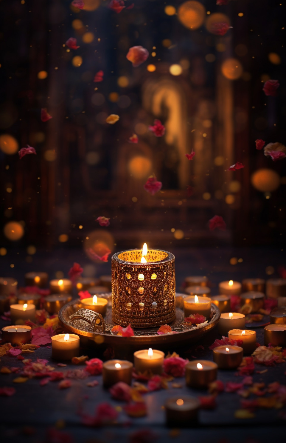 Candlelight creating a warm and inviting atmosphere, diwali festival stock image, diwali festival ai prompt