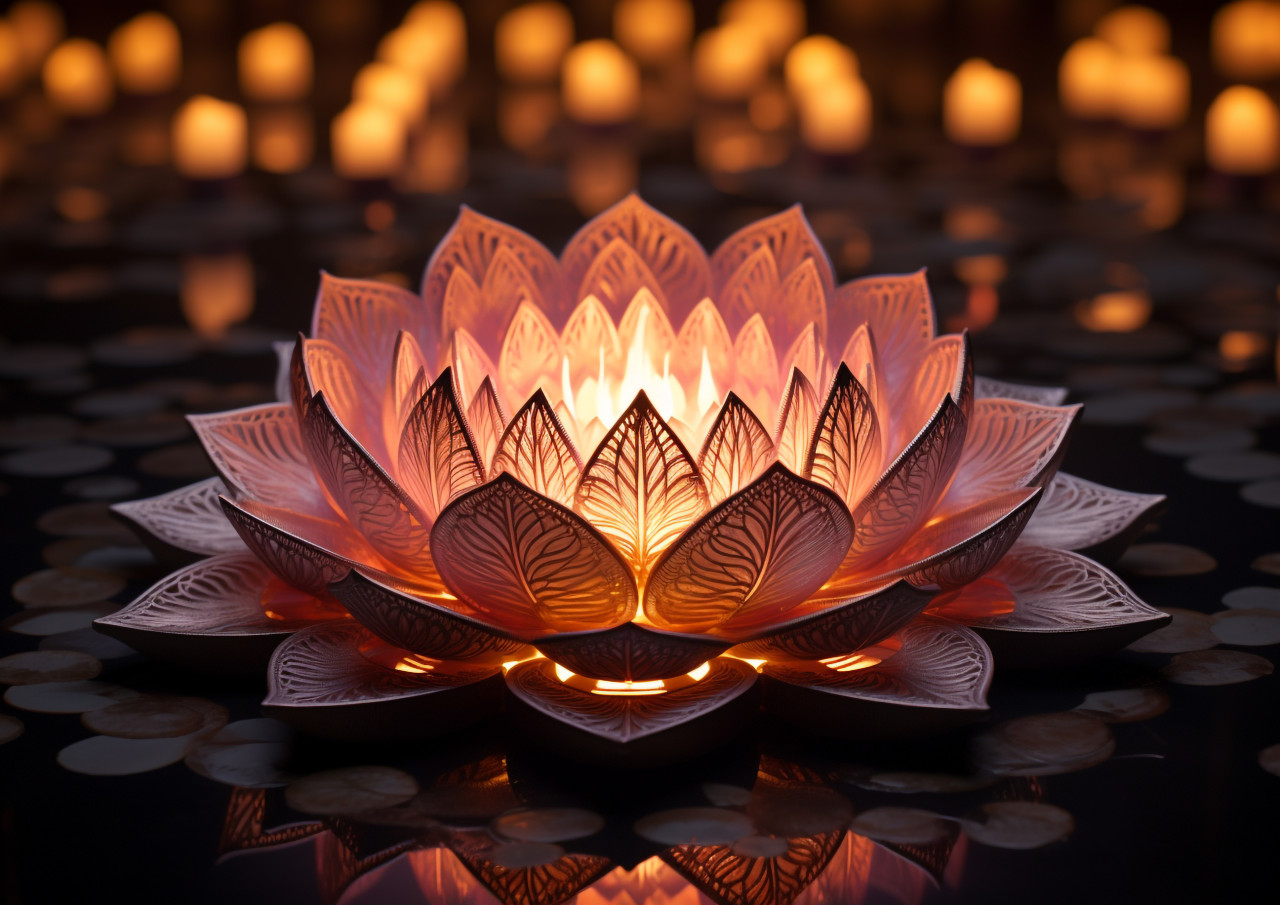 Diya in the shape of a lotus flower, diwali festival stock image, diwali festival ai prompt