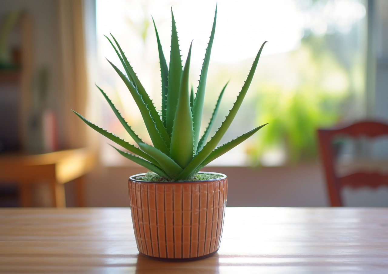 Aloe vera plant as home decor, alovera leaf image