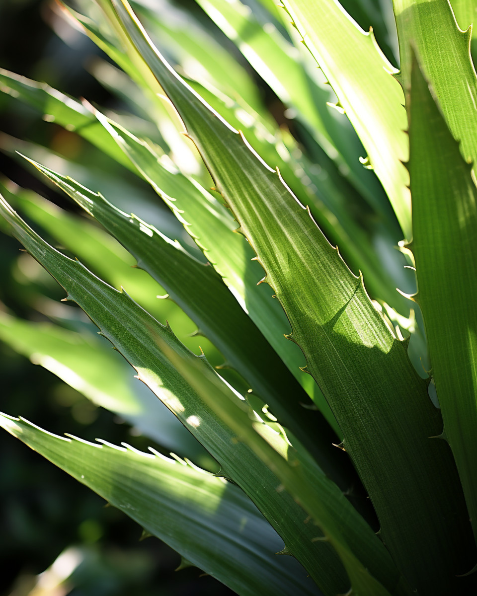 A close up of leafy aloe leaf in the sunlight, alovera leaf image