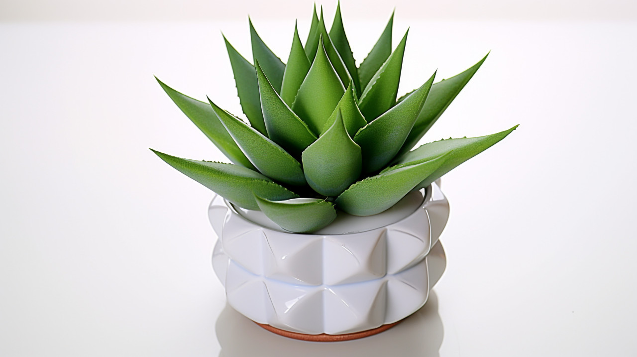 Aloevera on the white table, alovera leaf image
