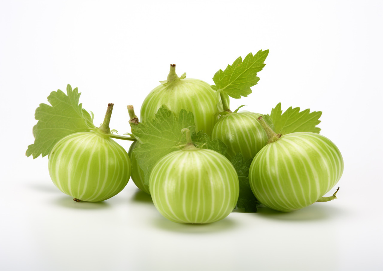 Three green gooseberries, gooseberry fruit image
