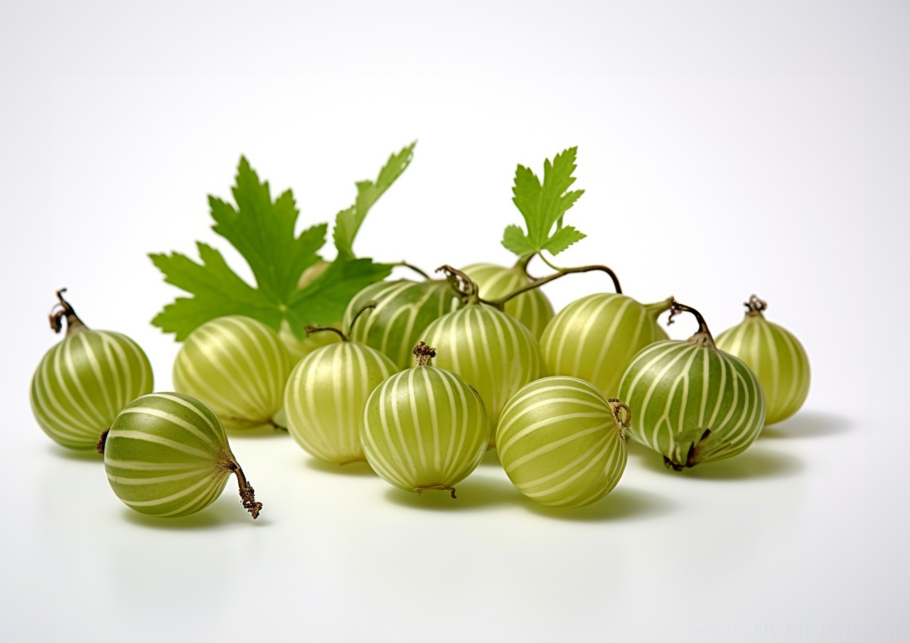 Isolated gooseberries on white, gooseberry fruit image