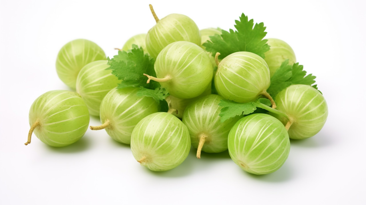 Gooseberries isolated on a white background, gooseberry fruit image