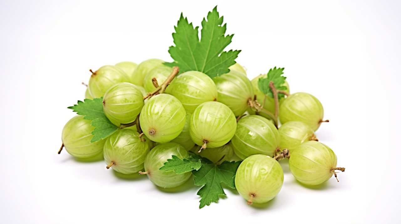 Gooseberries close-up isolated on white, gooseberry fruit image