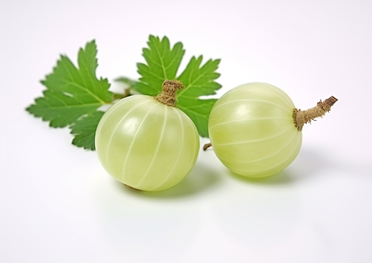 Two gooseberry are in the white background, gooseberry fruit image