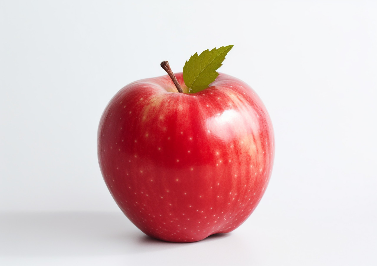 An apple is placed on a white background, apple fruit image hd