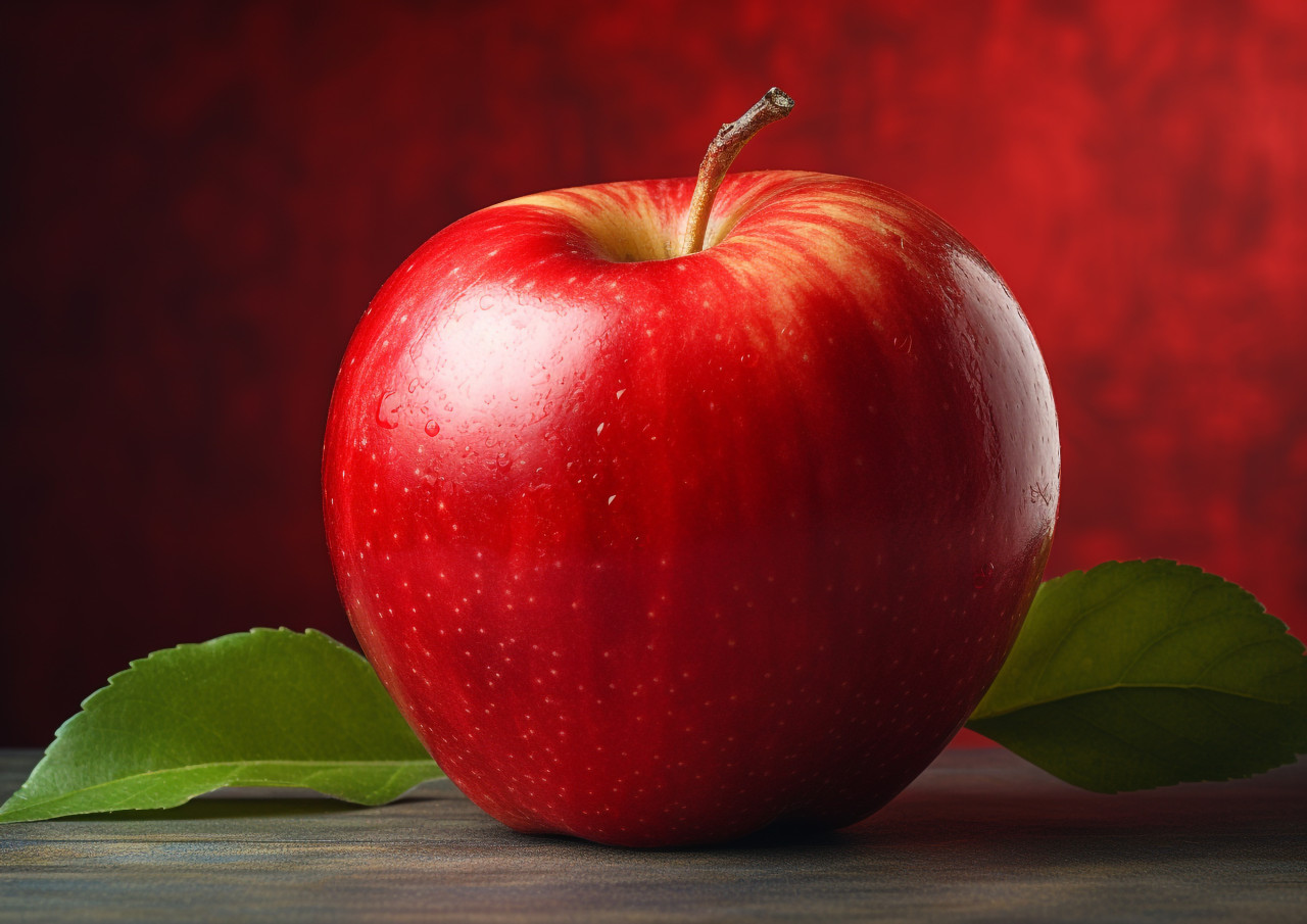 Red organic apple skin close up, apple fruit image hd