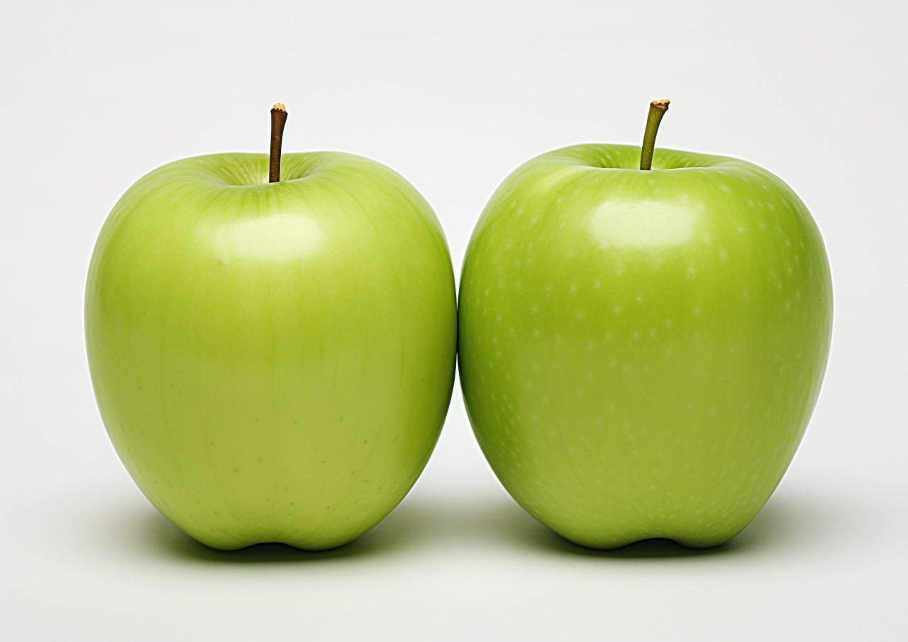 Two green apples side by side, apple fruit image hd