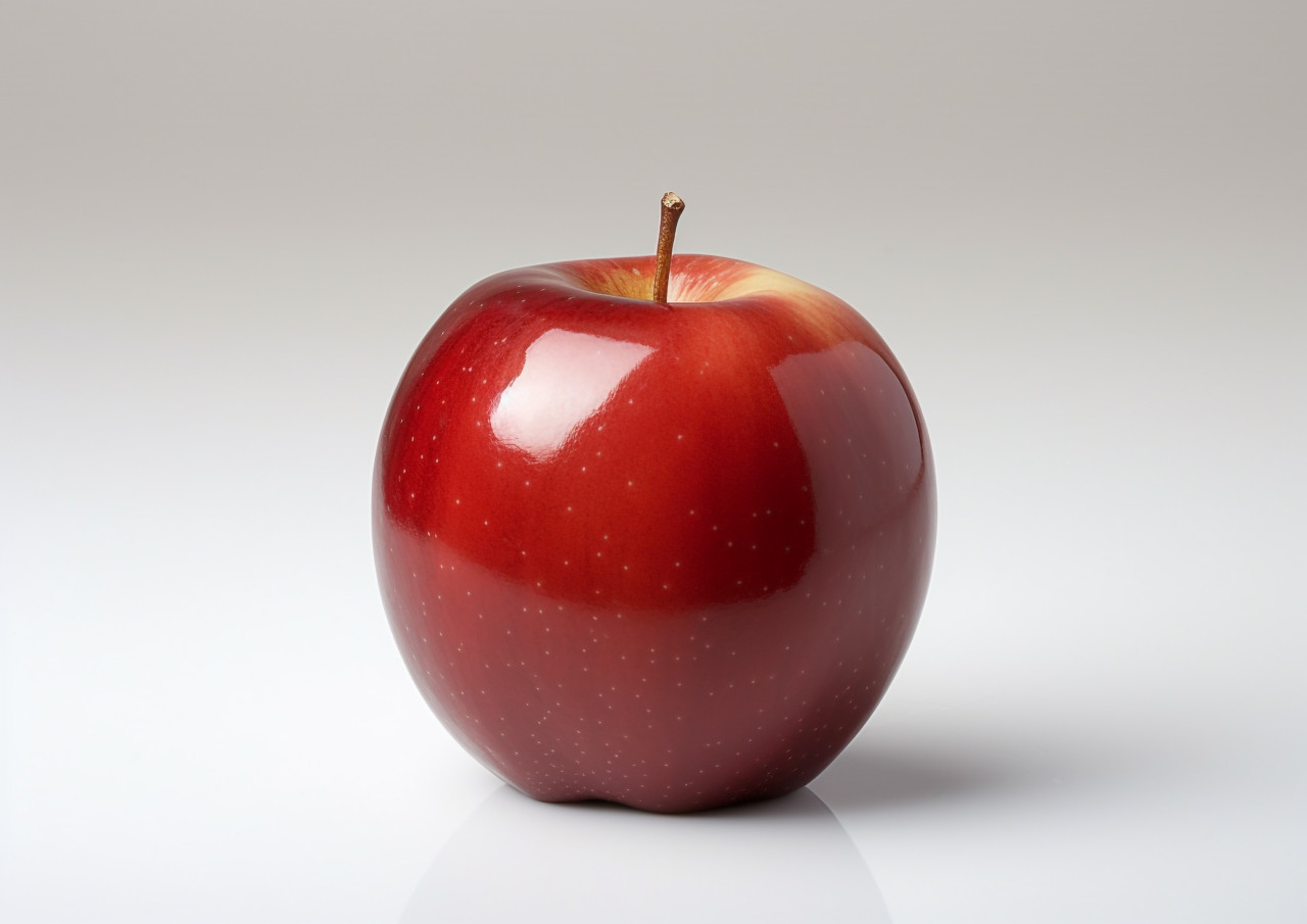 An apple and half of an apple on a white surface, apple fruit image hd