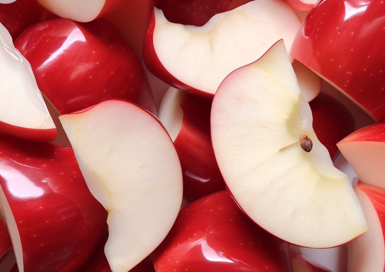 A close up of some apple pieces, apple fruit image hd