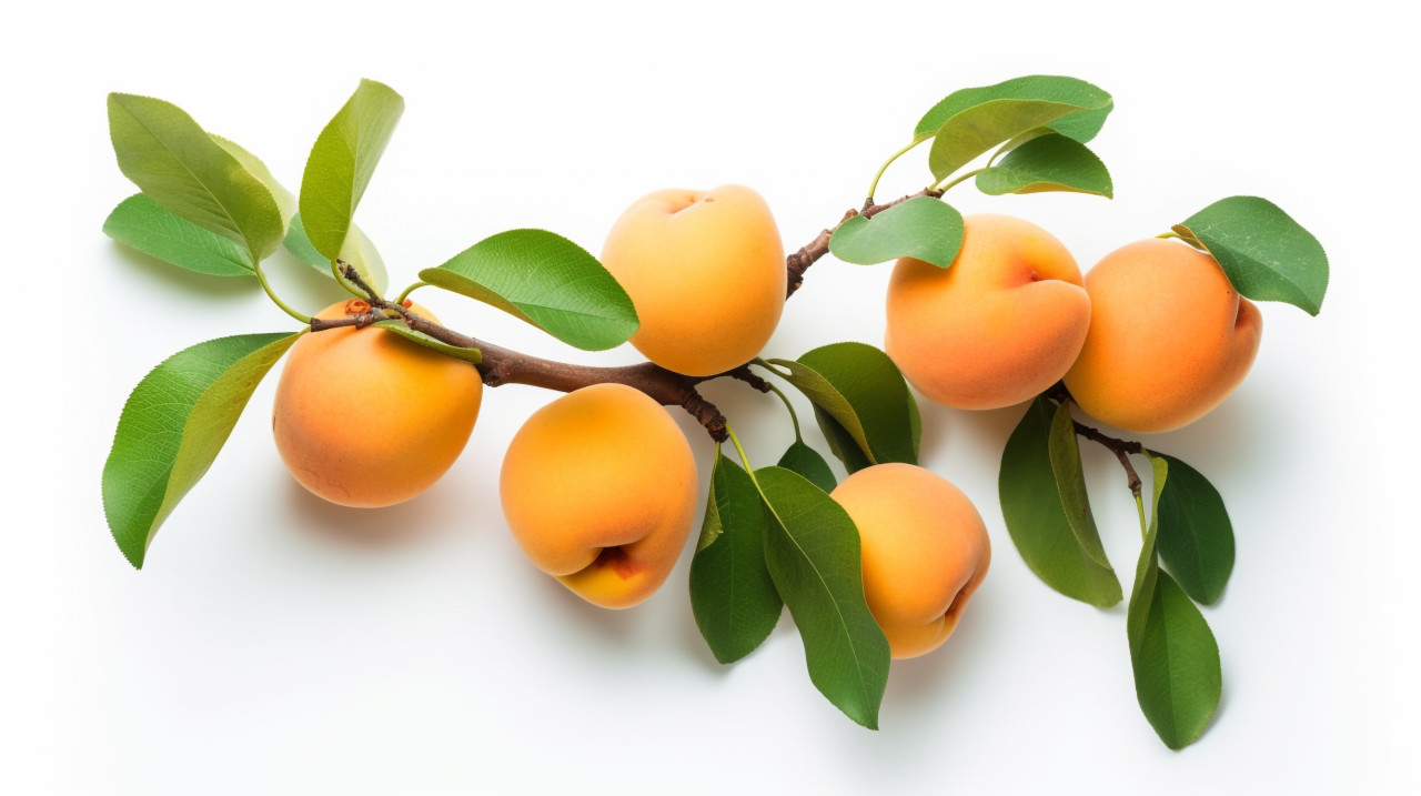 Apricots are shown on a white background, apricot images