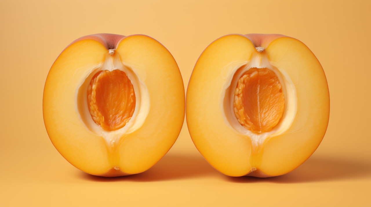 Apricot half with seeds, apricot images