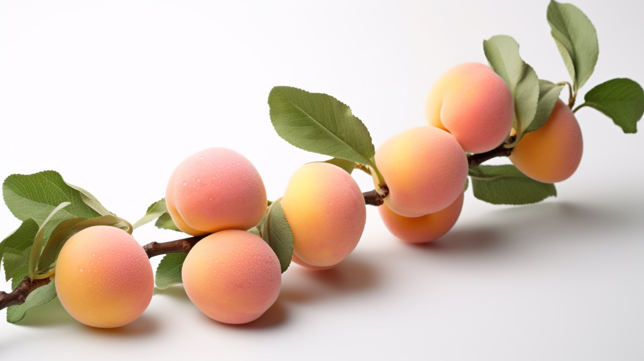 Small apricots on a white background, apricot images